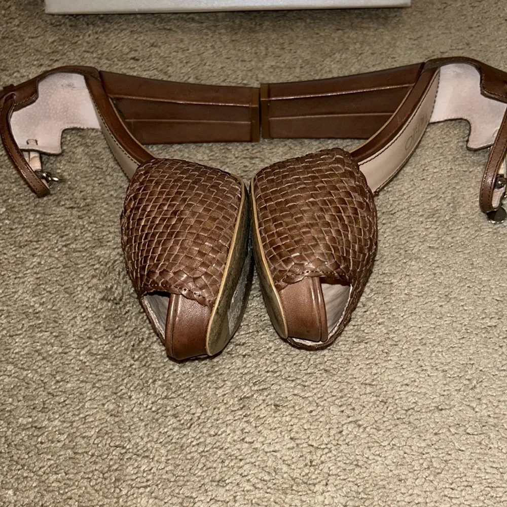 LIU-JO Italian Brown Woven Leather Platform sandal size 38 - Picture 3 of 8